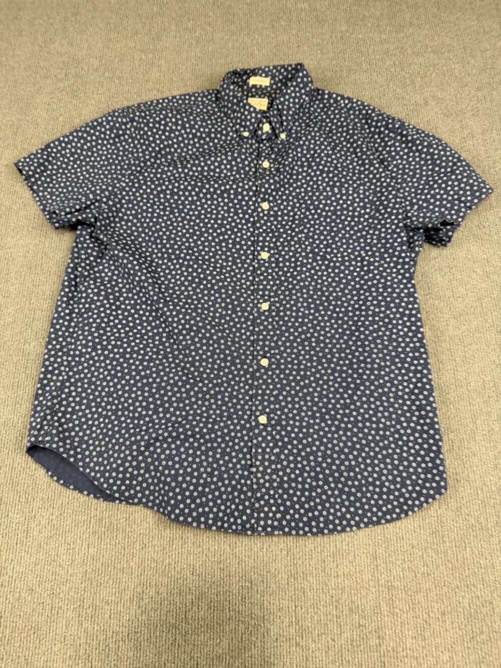 J.Crew Mens Navy Floral Classic Fit Short Sleeve Button-Down Shirt XL